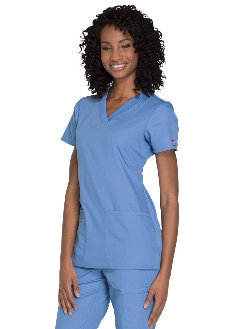 Cherokee Women's V-Neck Top, Blue, Medium - Image 1
